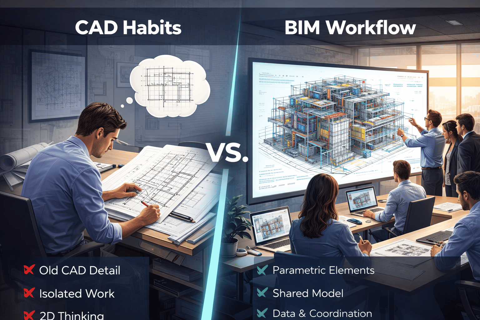 2D thinking vs parametric modeling.