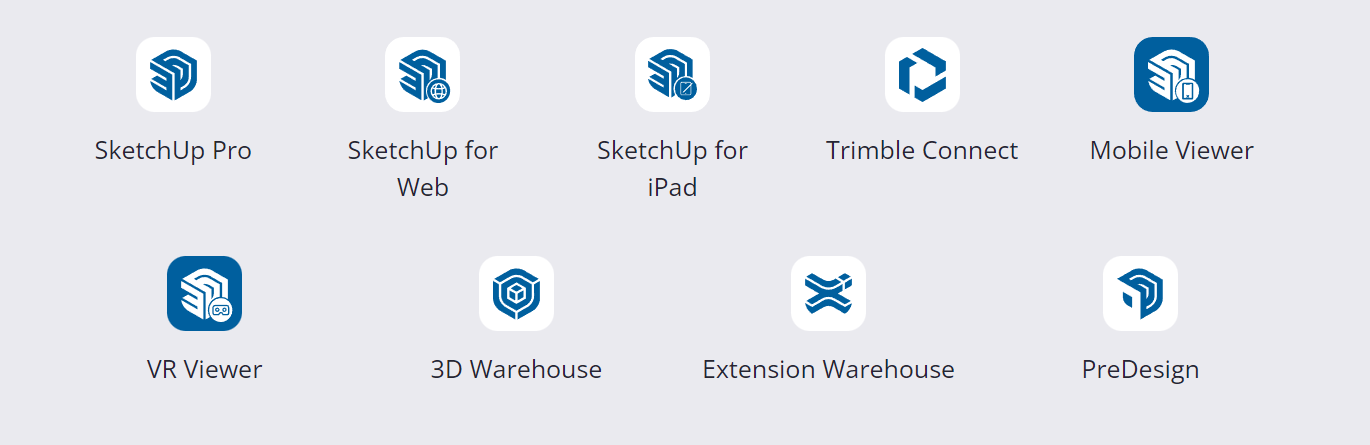 A screenshot of tools provided by Trimble as part of the Sketchup ecosystem