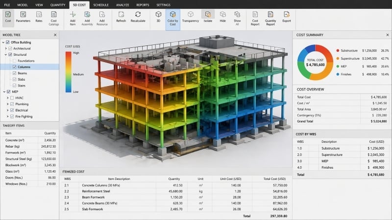 3D BIM building model design interface.-1