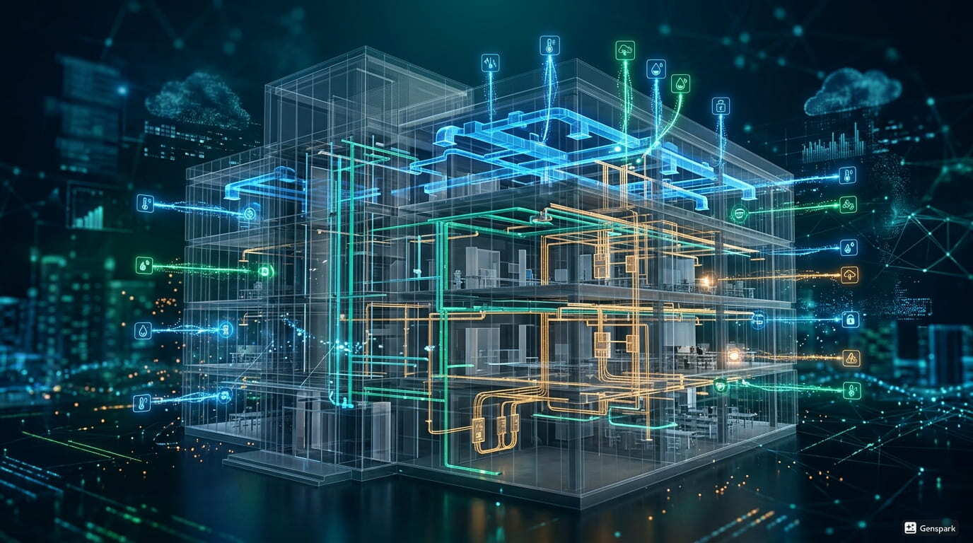 3D BIM model showing coordinated MEP systems layout.