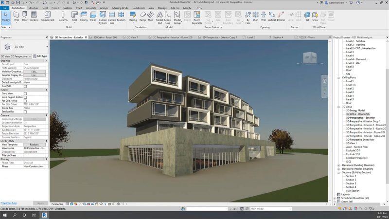 3D Graphic of a Revit Software.