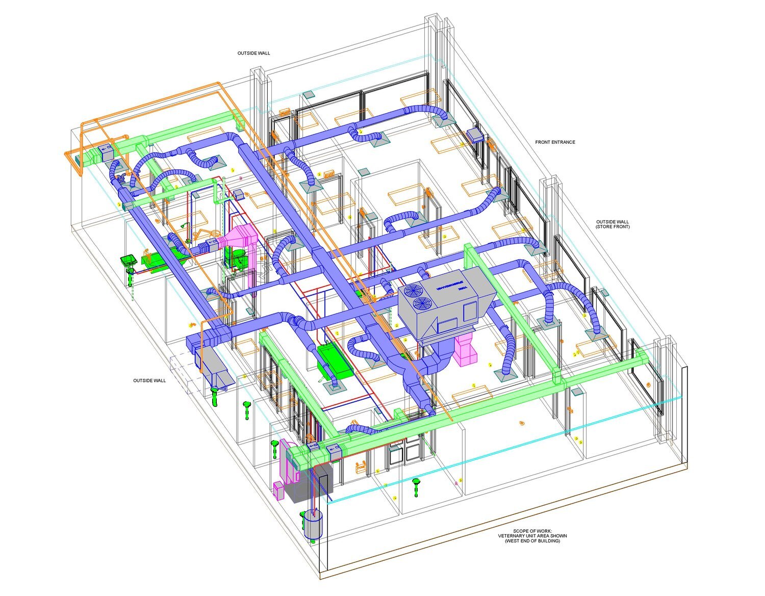 3D MEP layout for building systems.