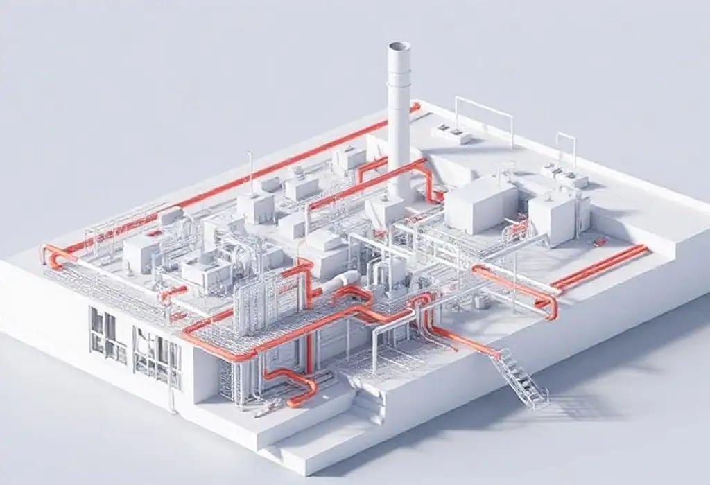 3D building design showing MEP system.