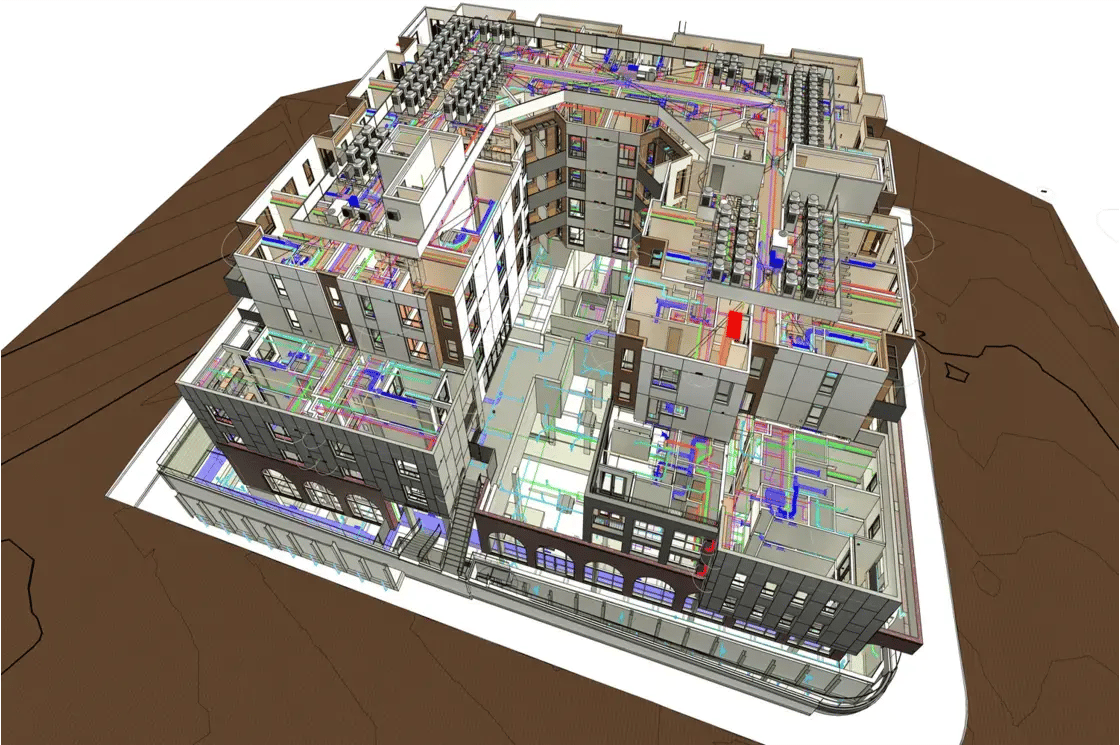 3D building model with BIM integration.