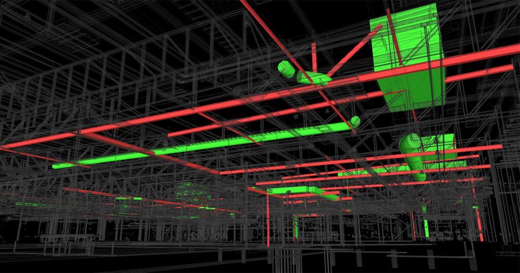 3D model of a building with multiple connections