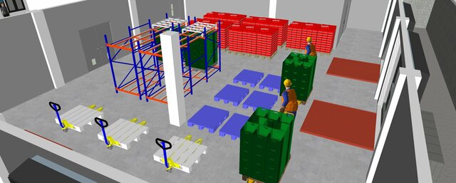 3D model of cold storage facility design.