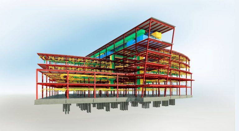 3D rendering of a building with MEP systems