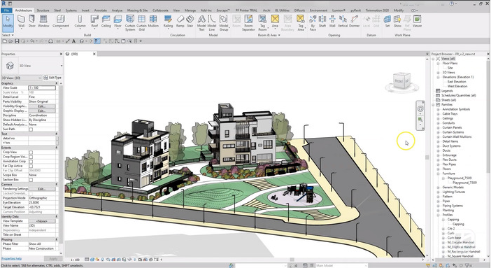 3D visualisation of a landscape project using BIM software