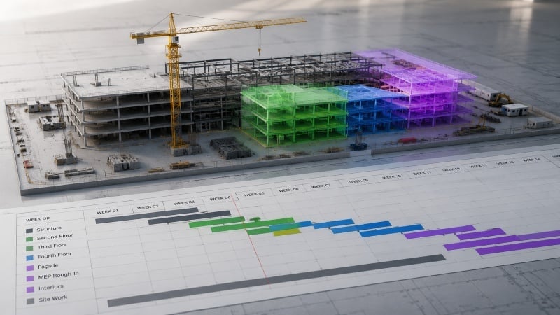 4D BIM construction sequencing and scheduling visualization