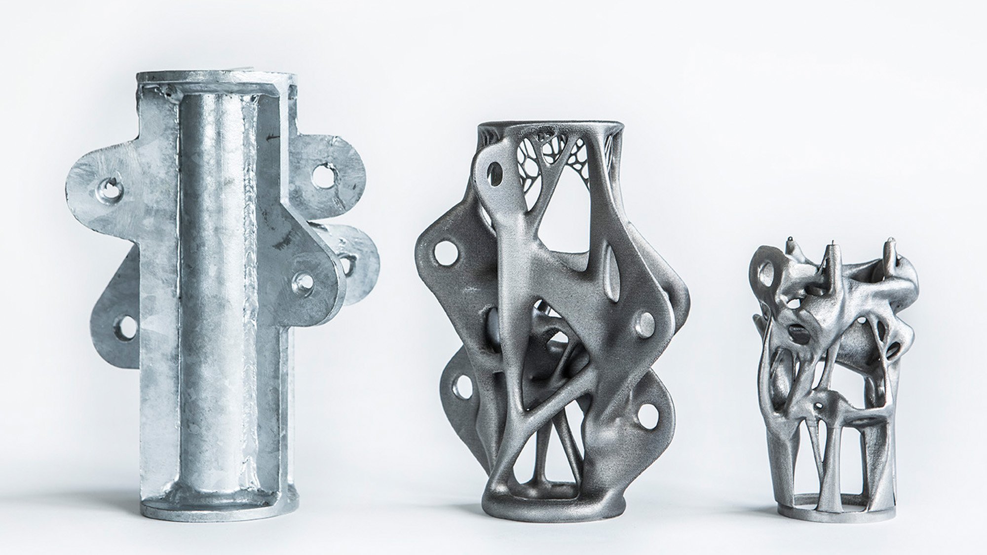  a side by side comparison of 3 different 3D printed structural elements in varying complexity