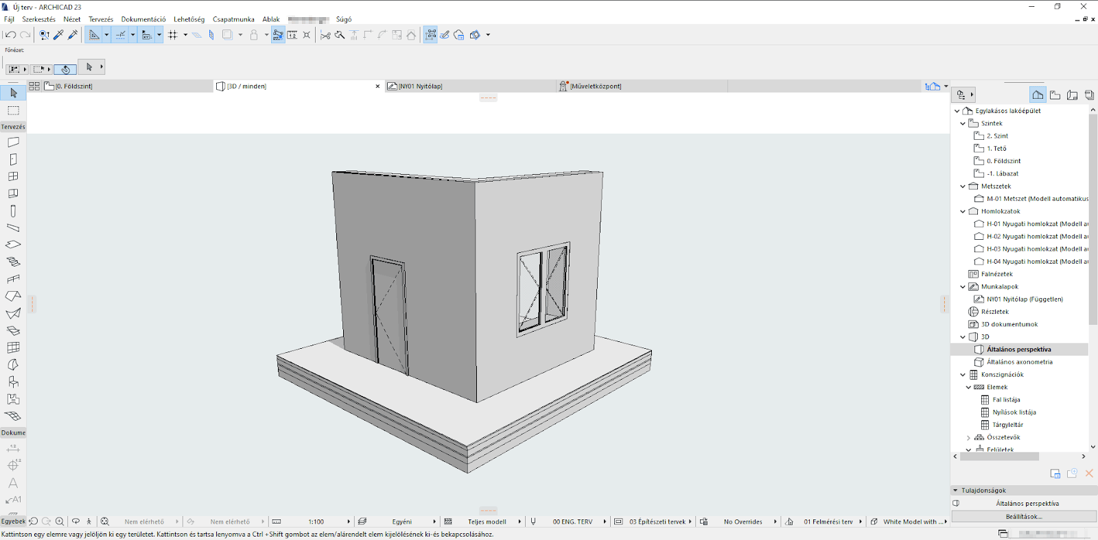 A 3D architectural model displayed in Archicad 23s interface