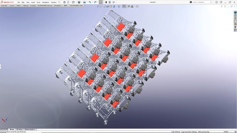 A 3D model showing multiple stacked objects.
