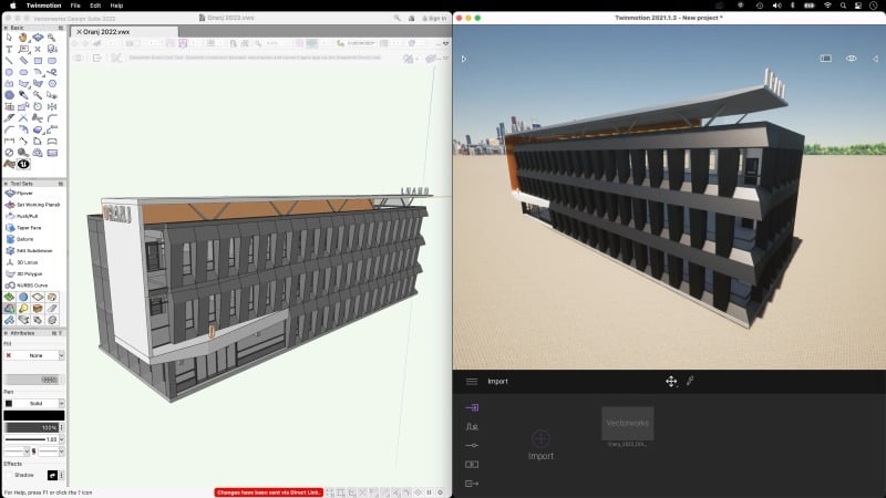 A 3D rendering of a building using twinmotion