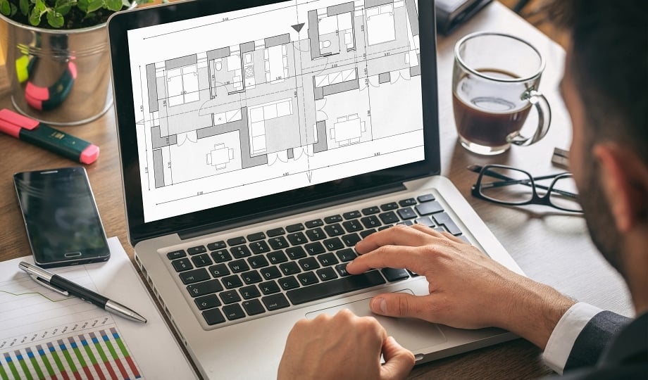 A BIM modeler working in the office