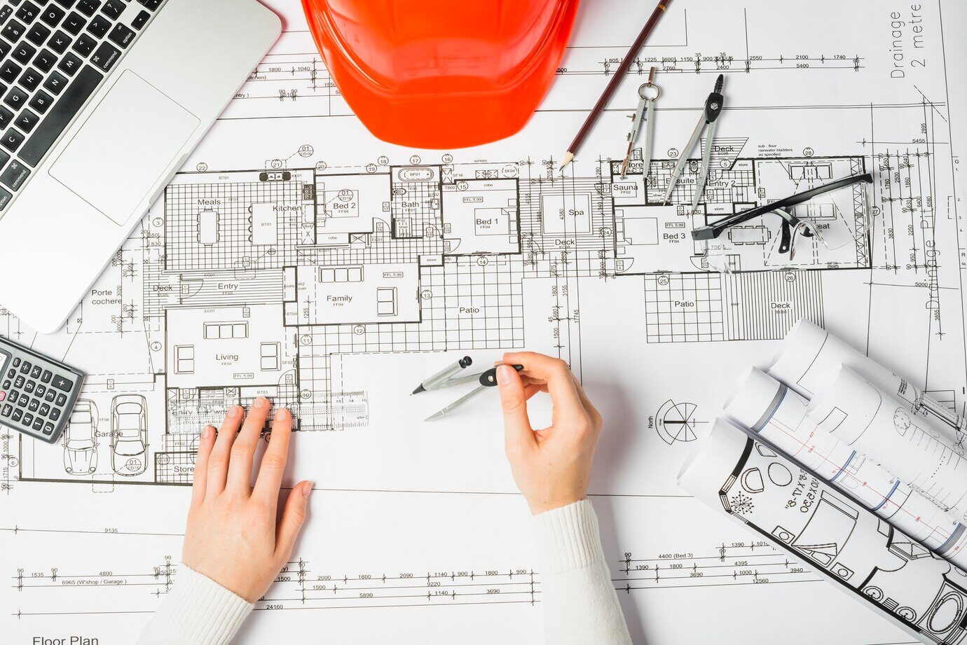 A Construction Engineer creating architectural blueprint