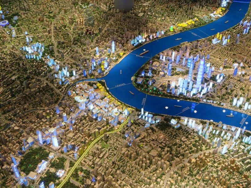 A Detailed urban model simulating city planning and development.
