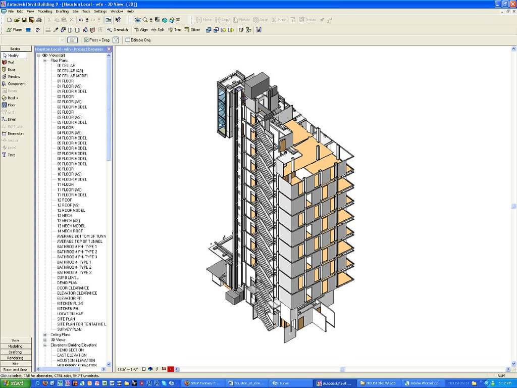 A Revit 3D model in progress