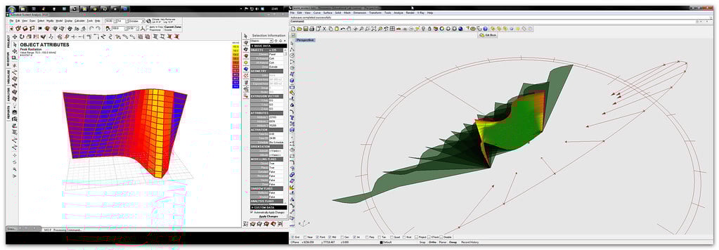 A Rhino + Grasshopper integration in parametric design modelling. 