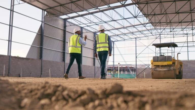 A construction manager monitoring construction progress