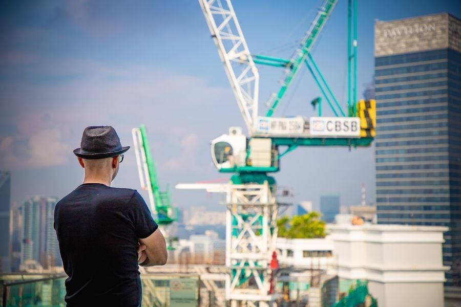 A construction manager reviewing site details