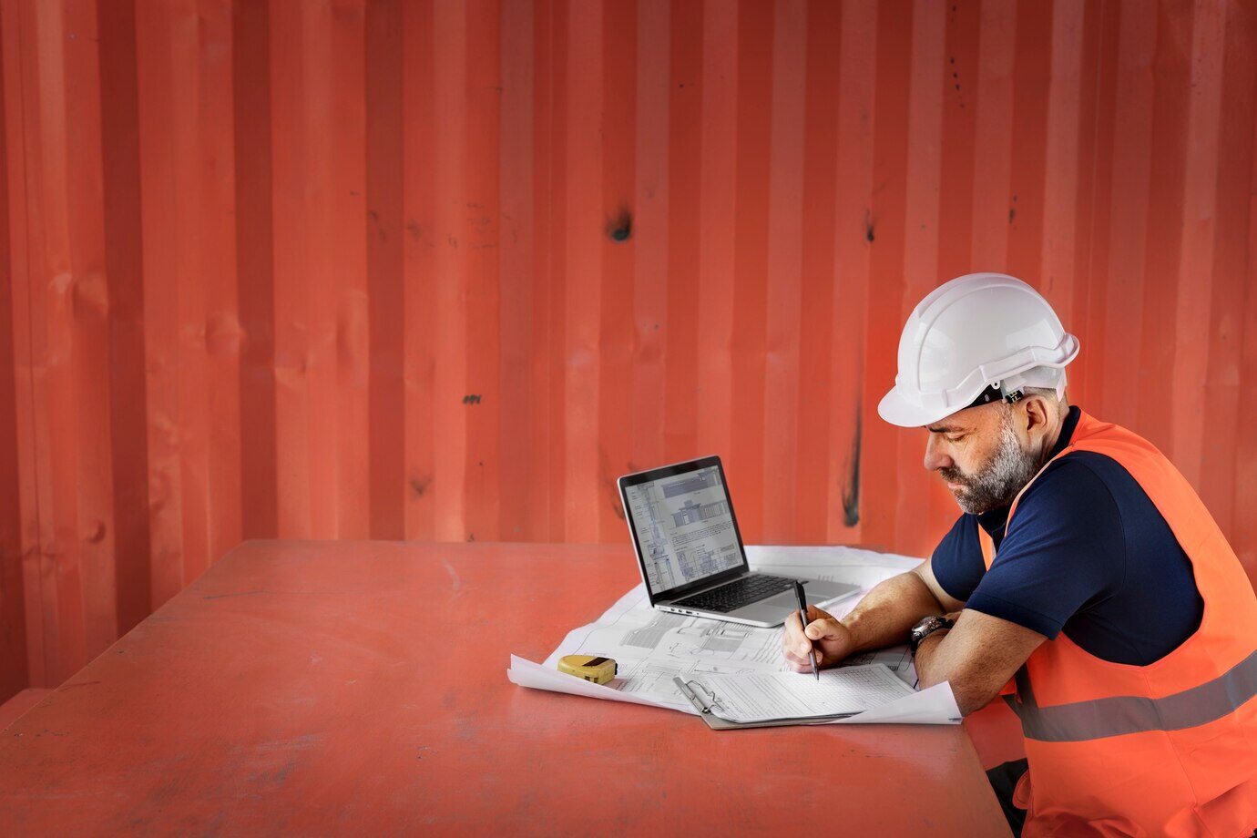 A construction manager working on a project