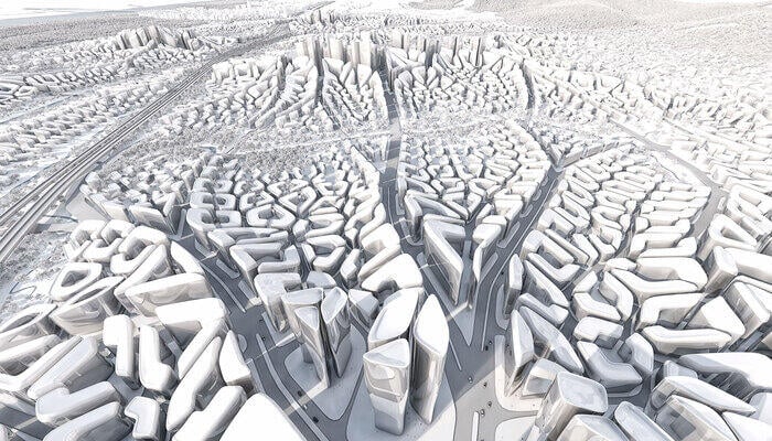 A depiction of parametric modelling in urban design by architect Patrick Schumacher