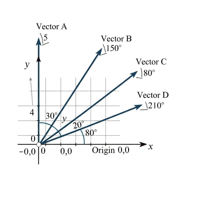 A diagram of Cartesian Plane Vectors from Polar Coordinates