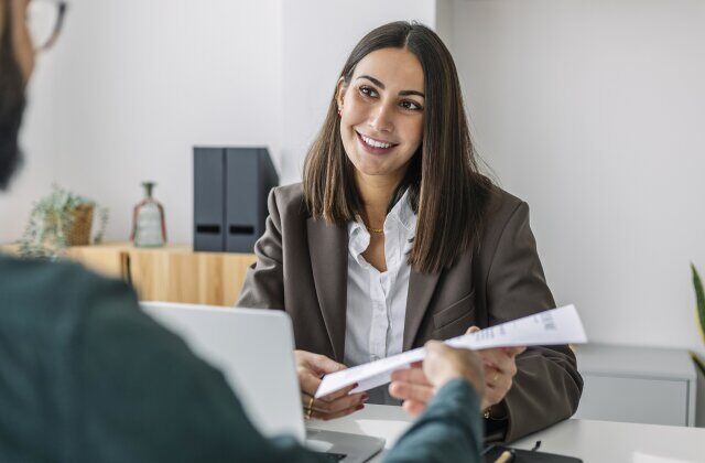 A professional interviewing for a job