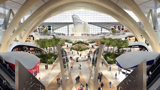 A proposed interior view of the Abu Dhabi International Airport