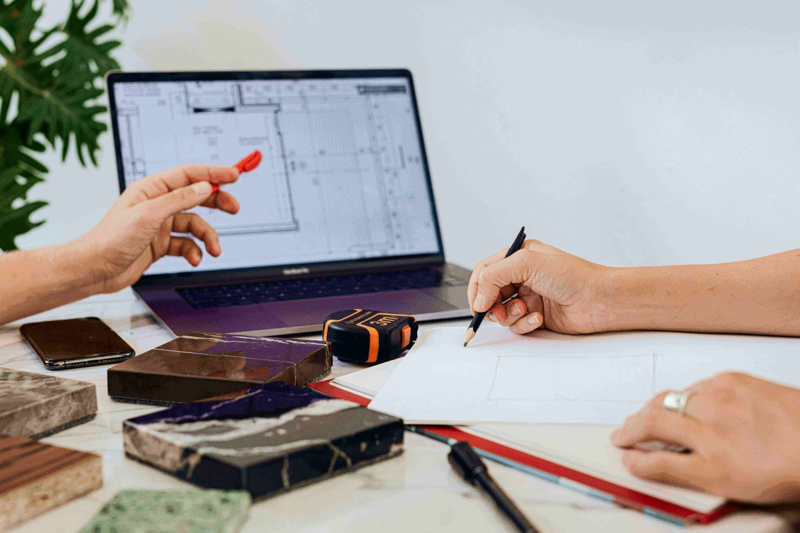 A team of architects working with BIM