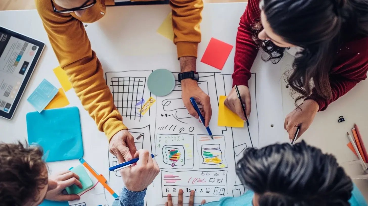 A team of urban planners making rough sketches of a project