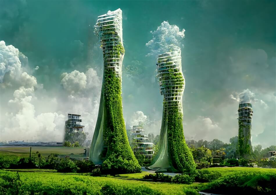 AI-Generated Biophilic Skyscrapers by Manas Bhatia