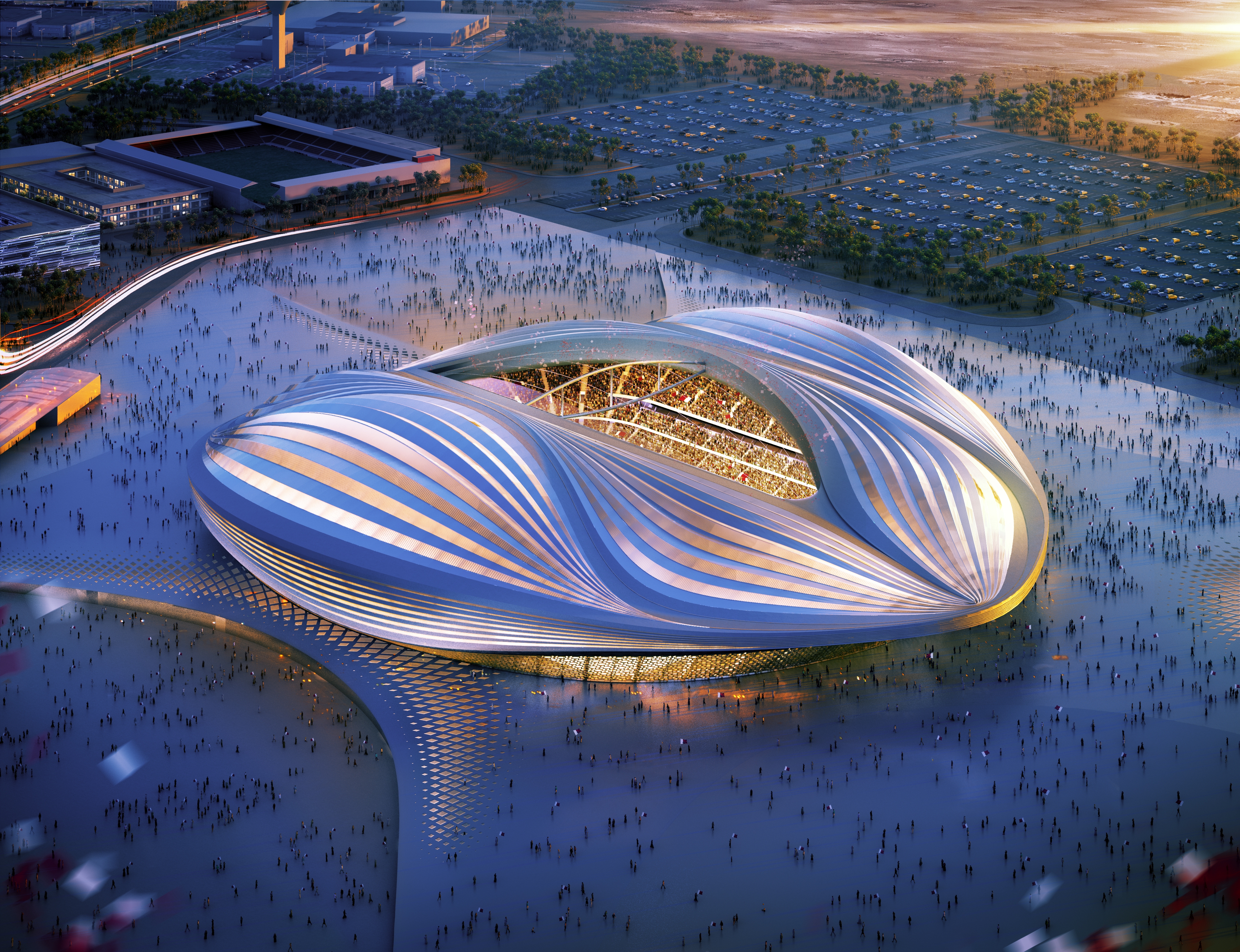 A bird’s eye view of Al Janoub Stadium by Zaha Hadid Architects