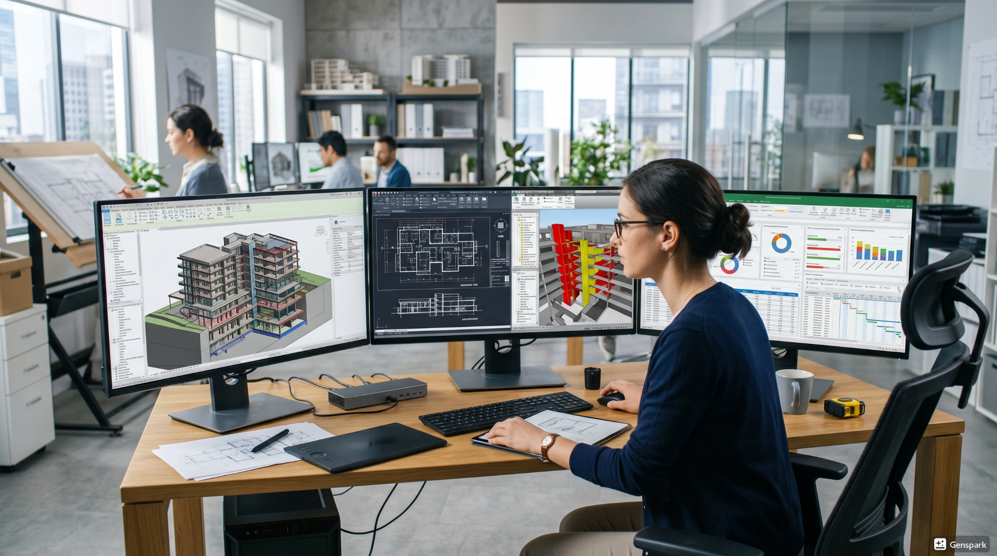 An Architect working on a large-scale design on Autodesk.