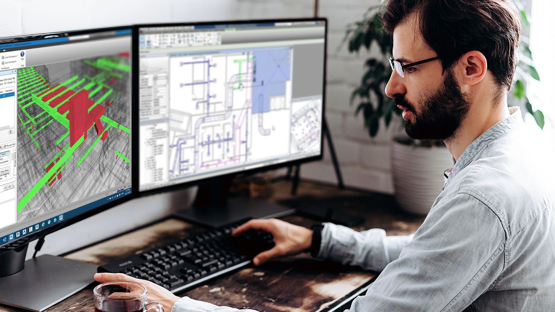 An MEP engineer working on the structural layout of a building