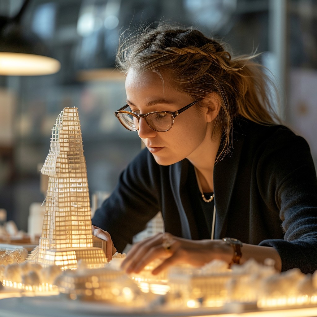 An architect crafting a model 