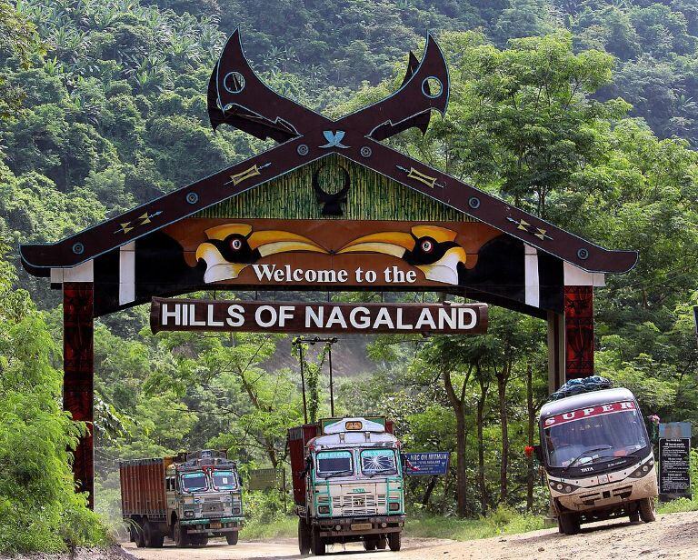 An image of Khonoma Village Heritage Gates, one of Nagaland famous monuments showing Nagaland architecture