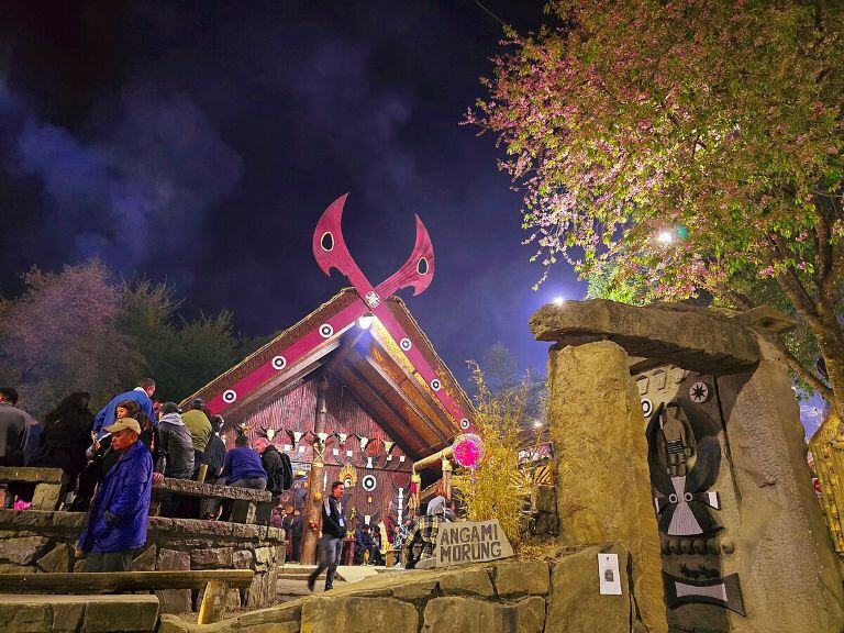 An image of an Angami Naga Morung at Kisama Heritage Village, Nagaland, showcasing Nagaland architecture