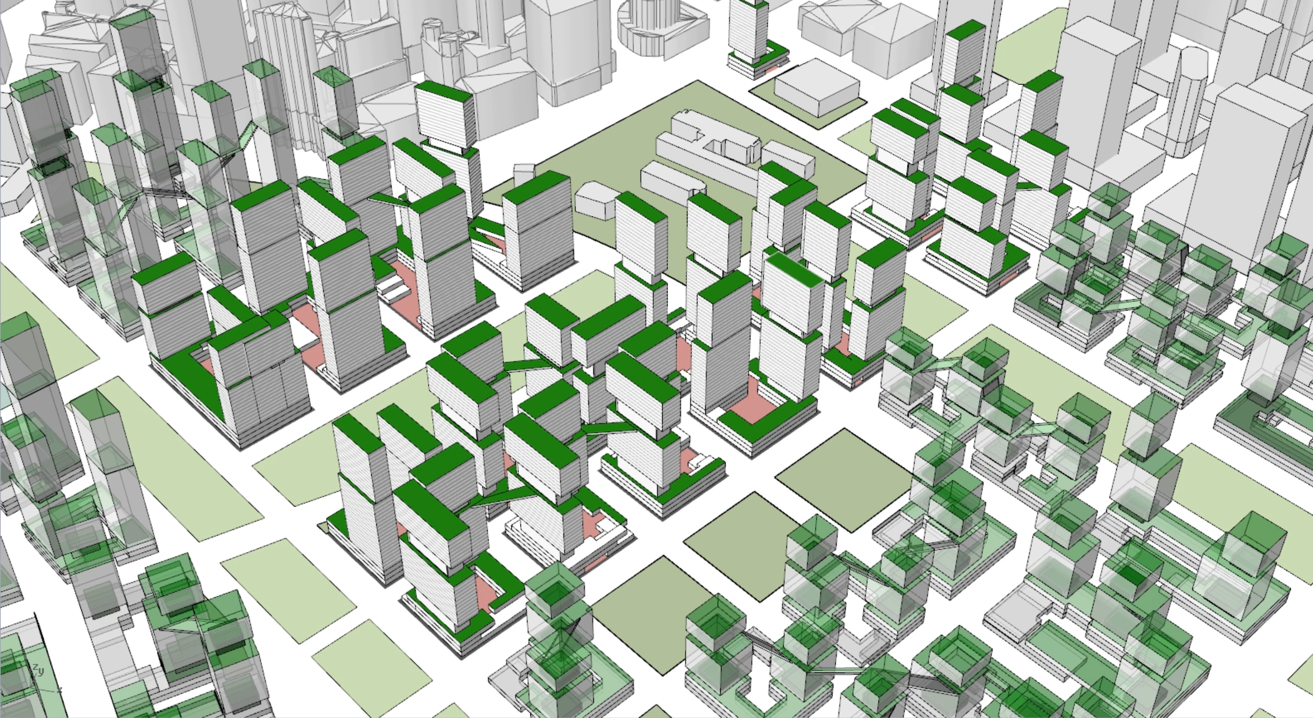 An image of buildings designed using computational methods