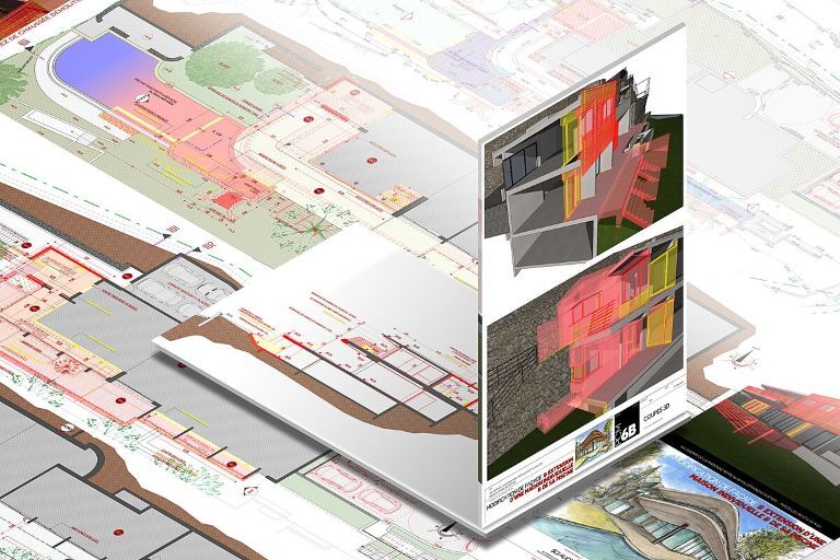 An image showing a coloured architectural mock-up model used for site analysis and planning