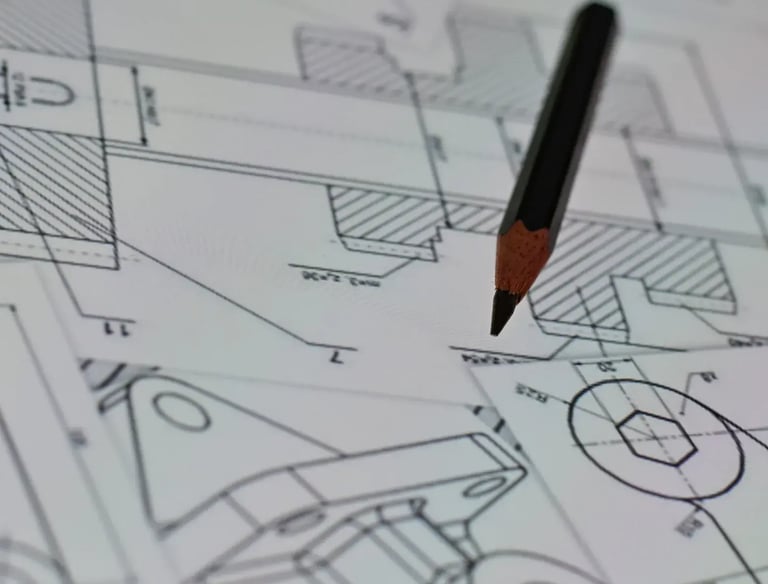 An image showing a design sketch with lines and notes used in early-stage construction planning