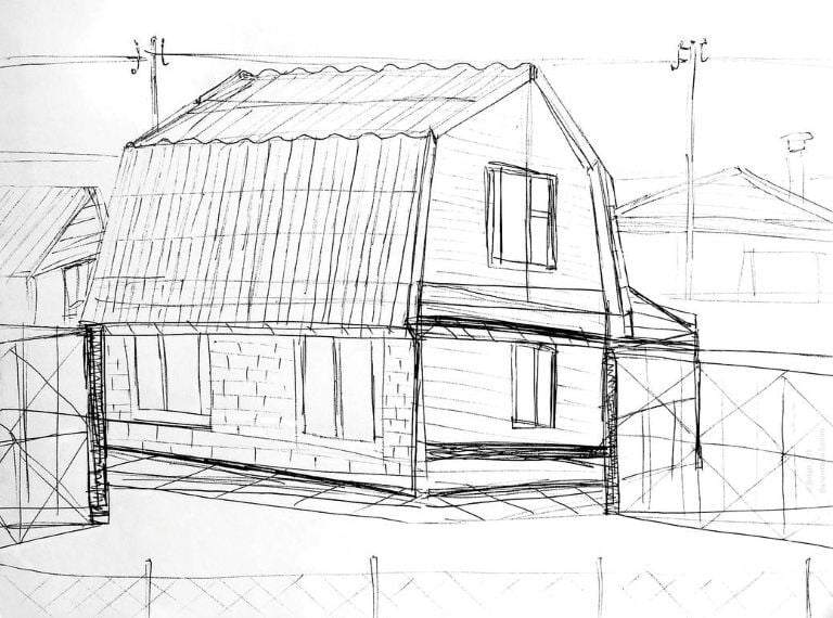 An image showing a suburban sketch used to explore residential layout and planning concepts