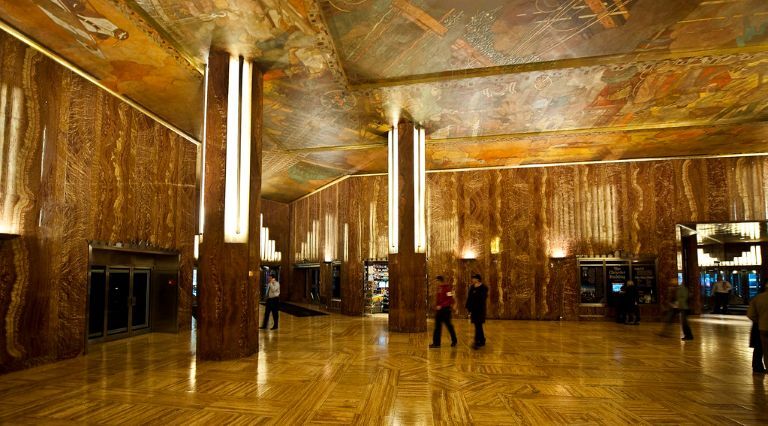 An image showing the interior of the Chrysler Building which is located in New York City
