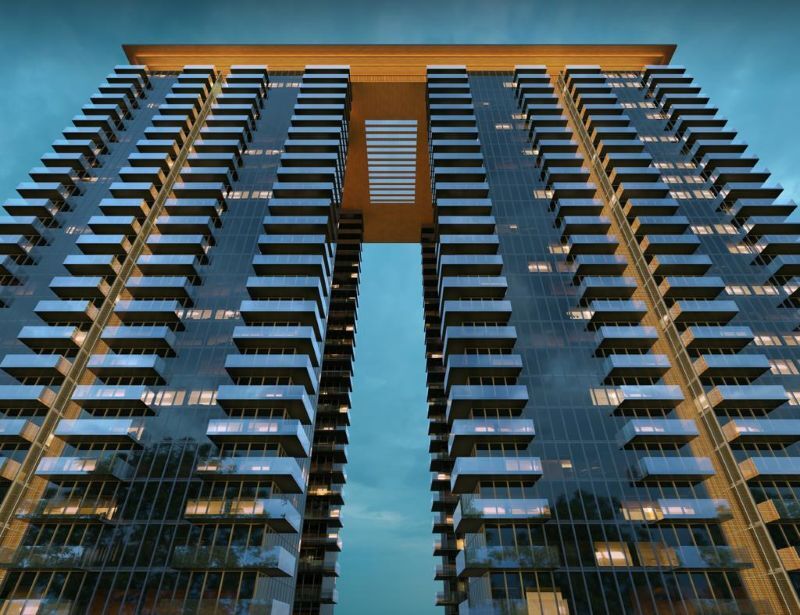 An image showing the trump towers in hyderabad, which are 63 floors high and are located in India