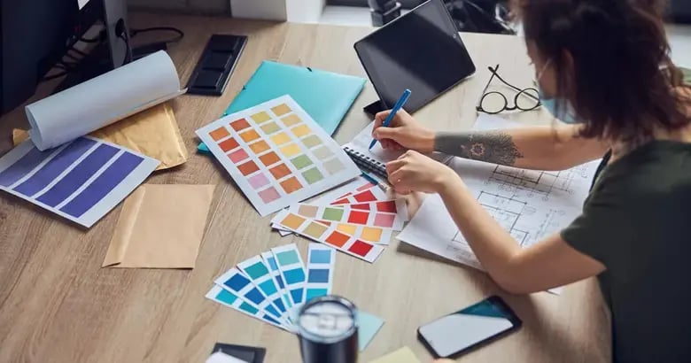 An interior designing student working on their assignment