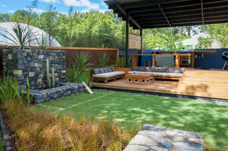 An outdoor living space with multiple functions