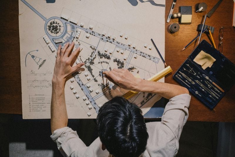 An urban planner working on a project