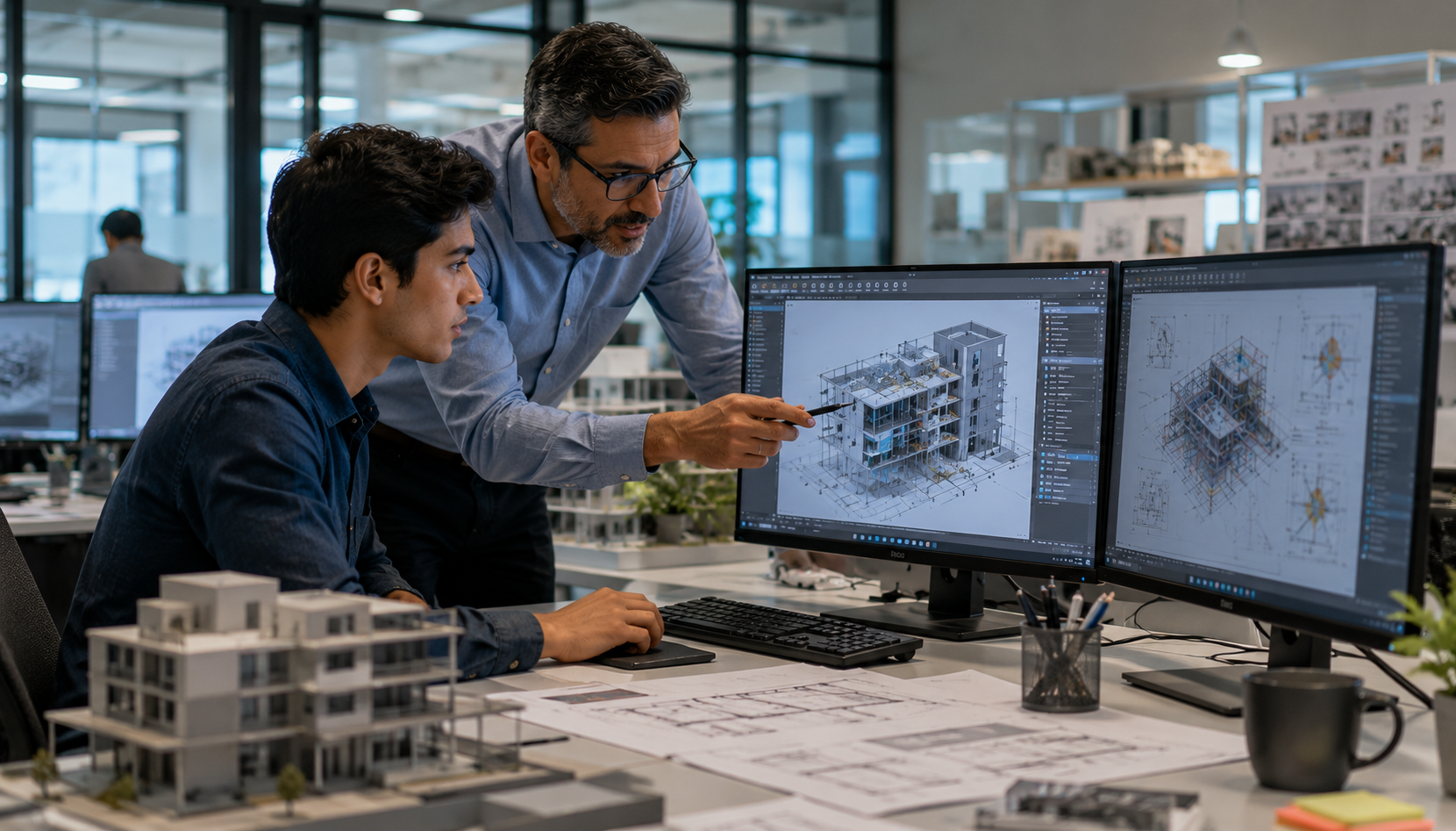 Architect learning BIM workflows for career advancement.