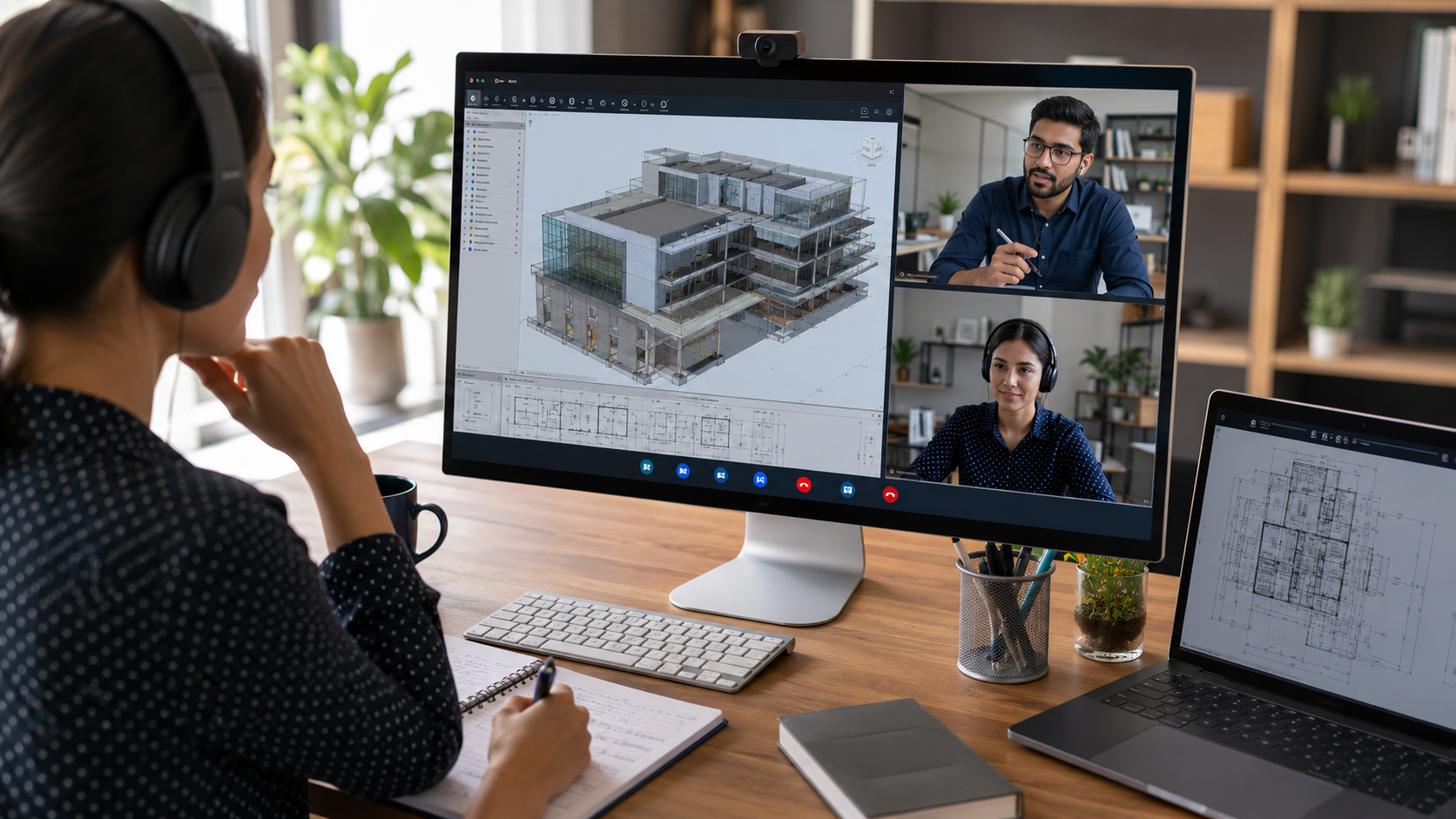 Architect receiving mentorship during BIM training program.