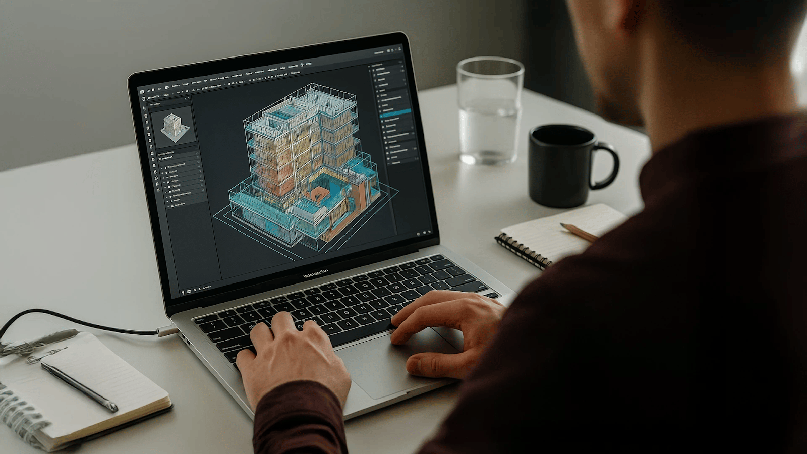 Architect working on a 3d model.